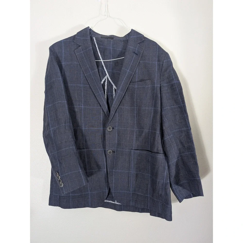 Bugatchi Navy and Gray Plaid Sport Coat